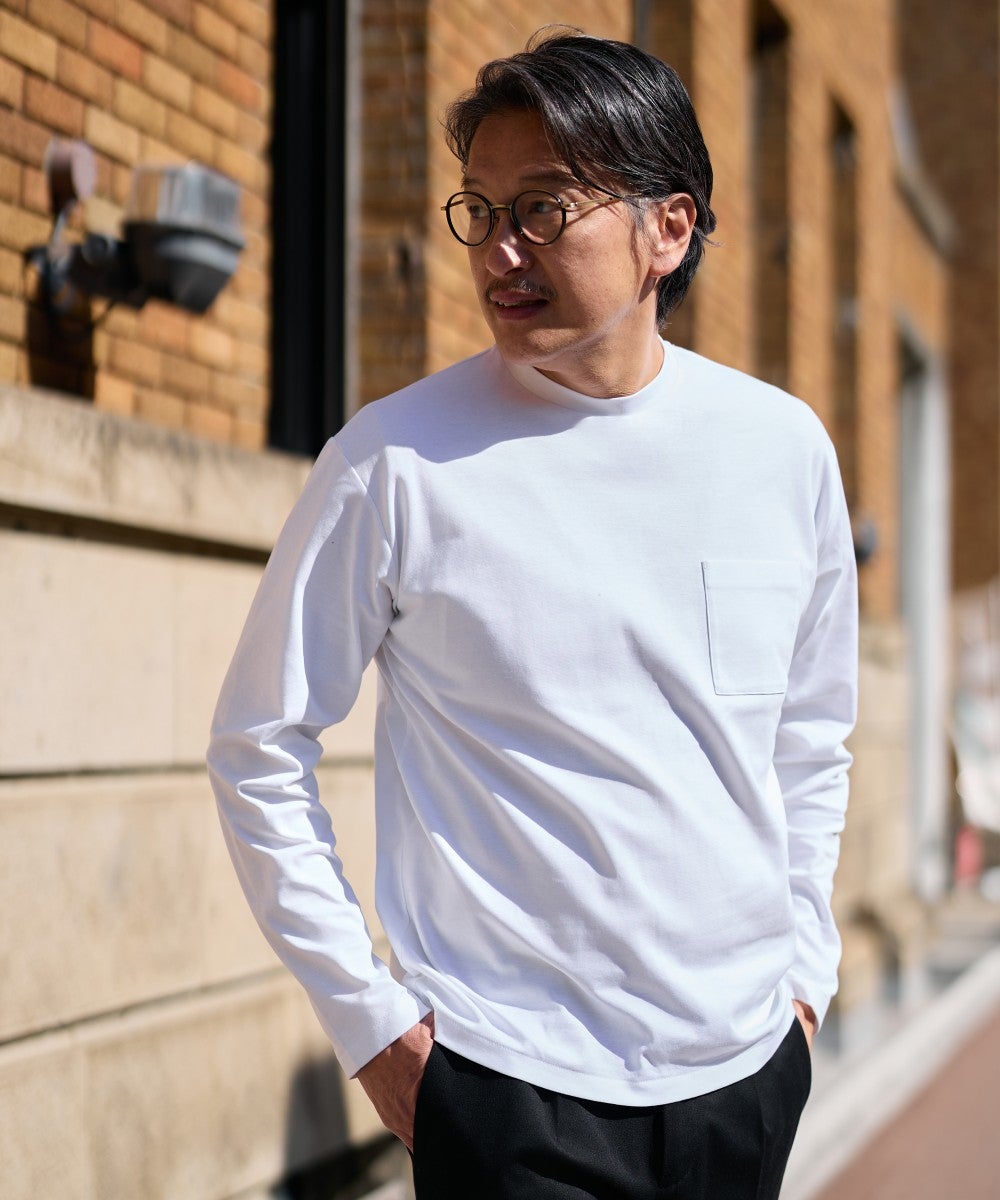 メンズファッション -ドレスロングスリーブTシャツ【FLAT